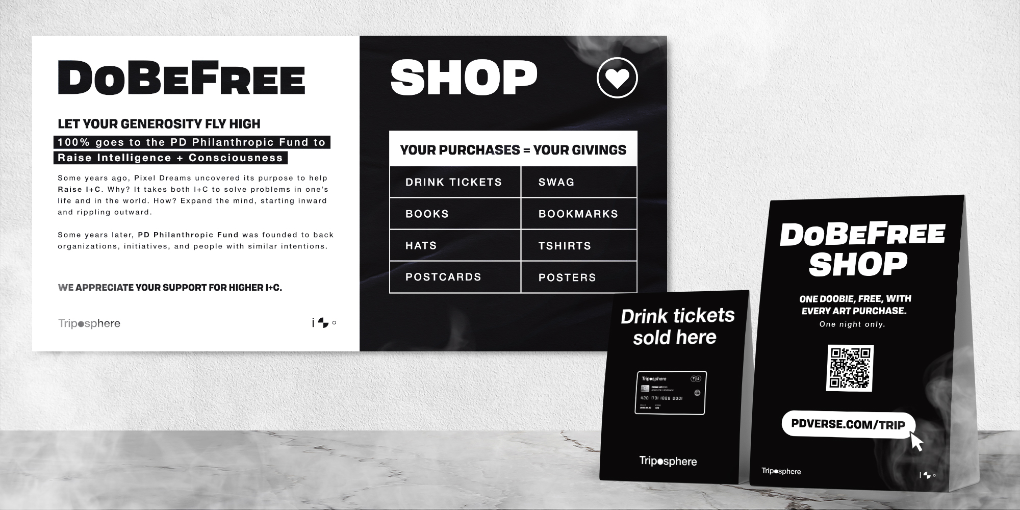 Triposphere event collateral DoBeFree shop