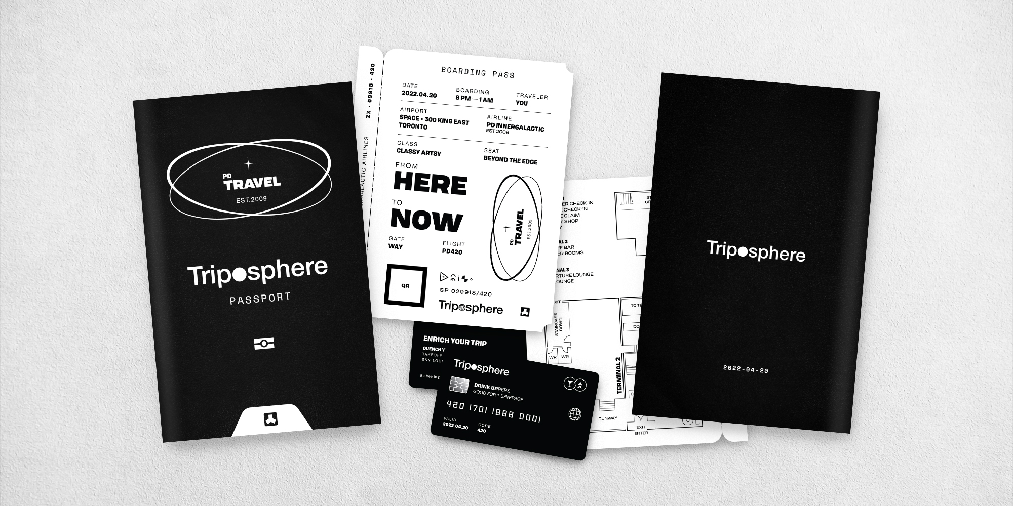 Triposphere passports ticket design event collateral