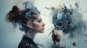 A painter at work on artificial intelligence